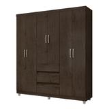 Guarda Roupa Casal 6 Portas 3 Gavetas Imbuia Araplac