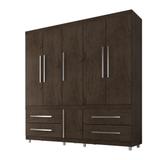 Guarda Roupa Casal 6 Portas 4 Gavetas Imbuia 6040 Araplac