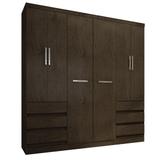 Guarda Roupa Casal 6 Portas 6 Gavetas Imbuia 2177 Araplac