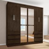 Guarda Roupa Casal 6 Portas com Espelho 4177 Imbuia - Araplac