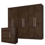 Guarda Roupa Casal 6000 e Cômoda 8000 Imbuia - Araplac
