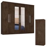 Guarda Roupa Casal 7000 e Armário Multiuso 6020 Imbuia - Araplac