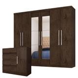 Guarda Roupa Casal 7000 e Cômoda 8000 Imbuia - Araplac