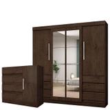 Guarda Roupa Casal Atraente 1577 e Cômoda 8000 Imbuia Araplac