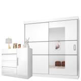 Guarda Roupa Casal Atraente 2040 e Cômoda Exellence 8000 Branco Araplac