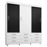 Guarda Roupa Casal Atraente 3900 Branco Preto Flex - Araplac