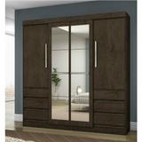 Guarda-Roupa Casal Atraente 4 Portas 6 Gavetas com Espelho Araplac