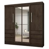 Guarda-Roupa Casal Atraente 4 Portas 6 Gavetas com Espelho Araplac