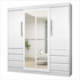 Guarda-Roupa Casal Atraente 4 Portas 6 Gavetas com Espelho Araplac