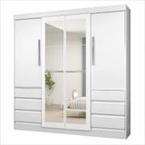Guarda-Roupa Casal Atraente 4 Portas 6 Gavetas com Espelho Araplac