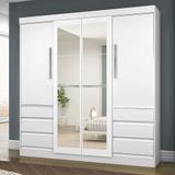 Guarda-Roupa Casal Atraente 4 Portas 6 Gavetas com Espelho Araplac