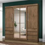 Guarda-Roupa Casal Atraente 4 Portas 6 Gavetas com Espelho Araplac