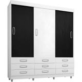 Guarda-roupa Casal com 3 Portas e 9 Gavetas 3900-Araplac
