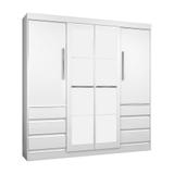 Guarda-Roupa Casal com Espelho 4PT 6GV Atraente Branco - Araplac