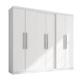 Guarda roupa de casal 6 portas com portas de correr Araplac Romeo Branco