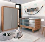 Guarda Roupa Infantil e Berço Multifuncional Prince Cinza Fosco/Mezzo Fosco - Reller