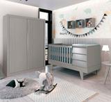 Guarda Roupa Infantil e Berço Multifuncional Prince Cinza Fosco - Reller