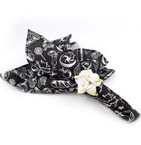Guardanapo de boca estampado 4 unidades preto e branco - Recanto da costura