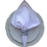 Guardanapo de Tecido Branco com Porta Guardanapo Trançado Azul 4 pessoas - Maison charlô