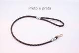 Guia para pet com 10 mm de espessura com 80 cm de comprimento na cor preto e prata. - E - pet