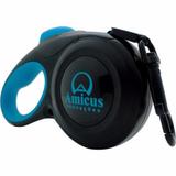 Guia Retrátil Star Flex P - Azul e Preto - Amicus Cães de Porte pequeno e médio