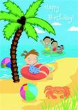 Happy Birthday - Beach Stickers - Cardooo