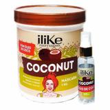 Ilike KIt Máscara Hidratante Coconut 1kg+ Reparador Óleo de Coco 60ml - Ilike professional