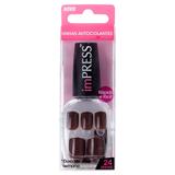 Impress Unhas Autocolantes First Date Marrom First Kiss - Unhas Curtas Lisas