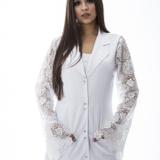 Jaleco Branco Feminino Com Renda FAÍKO Jalecos