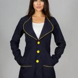 Jaleco Lady Azul Marinho com Amarelo FAÍKO Jalecos