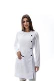Jaleco Modelo Diferente Aldora Branco e Preto FAÍKO Jalecos