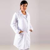 Jaleco Profissional Feminino em Oxford Branco com Bolsos Frontais Lemon Premium