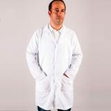 Jaleco Profissional Masculino em Oxford Branco com Bolsos Frontais Lemon Premium