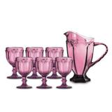 Jarra 1L + 6 Taças para Água Libélula Rose - Decorafast