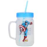 Jarra com Canudo Capitão América 700 ml - Zona criativa