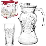 Jarra De Vidro Ravena Flor 1 5l Com Tampa De Acrilico 6 Copo - Melhores ofertas.net
