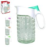 Jarra De Vidro Relevo Viena Com Tampa De Plastico Colors 1L Na Caixa - Wellmix