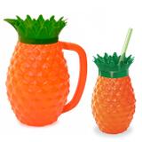 Jarra Formato de Abacaxi 1,5 Litros + Copo Abacaxi com Canudo 500 Ml Injetemp