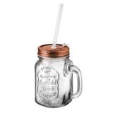 Jarrinha Vidro Retrô Tampa Bronze Com Canudo Vintage 470ML - Mimo style