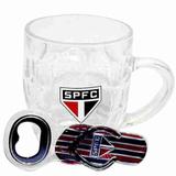 Jg Abridor De Garrafas Com Caneca De Vidro 280ml - SPFC - Mileno