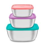 Jg de Potes Quadrados Inox com Tampa Plastica 03 Pçs - Tramontina - Cardosoutl