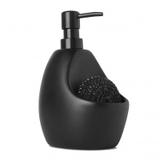 Joey - porta detergente em cerâmica com esponja - preto fosco - umbra
