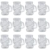Jogo 12 Copos Dose 110ml Mug Skull Head Caveira Caneca Vidro - Urban