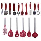 Jogo 16 Peças Colheres Silicone Utensílios De Cozinha HomeYz