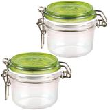 Jogo 2 Potes Vidro 125ml Fido Bormioli Hermético Tampa Verde - Bormioli rocco