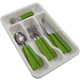 Jogo 24 Talheres em Aço Inox e PP com Organizador de Gavetas Verde - Zanline