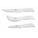 Jogo 3 Facas Inox Antiaderente Color Branco - Ke home