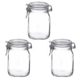 Jogo 3 Pote de Vidro Fido Italiano Bormioli Hermético 1000ml - Bormioli rocco