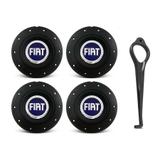 Jogo 4 Calota Roda Ferro Amarok Preta F P Uno Azul + Chave de Remoção