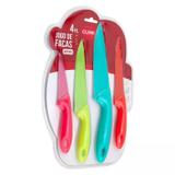 Jogo 4 facas coloridas aco inox e com cabo plastico - Clink